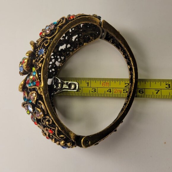 Floral Cuff Bracelet Gold Tone Multicolored Stone Cuff Bracelet- NEW - Picture 10 of 16